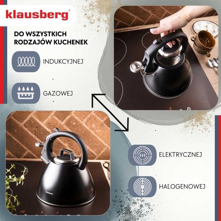 Klausberg, czajnik stalowy z gwizdkiem, 2,5l, kb-7952