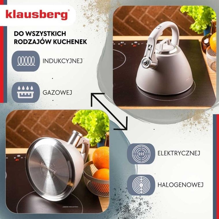 Klausberg, czajnik stalowy z gwizdkiem, 2,5l, kb-7953