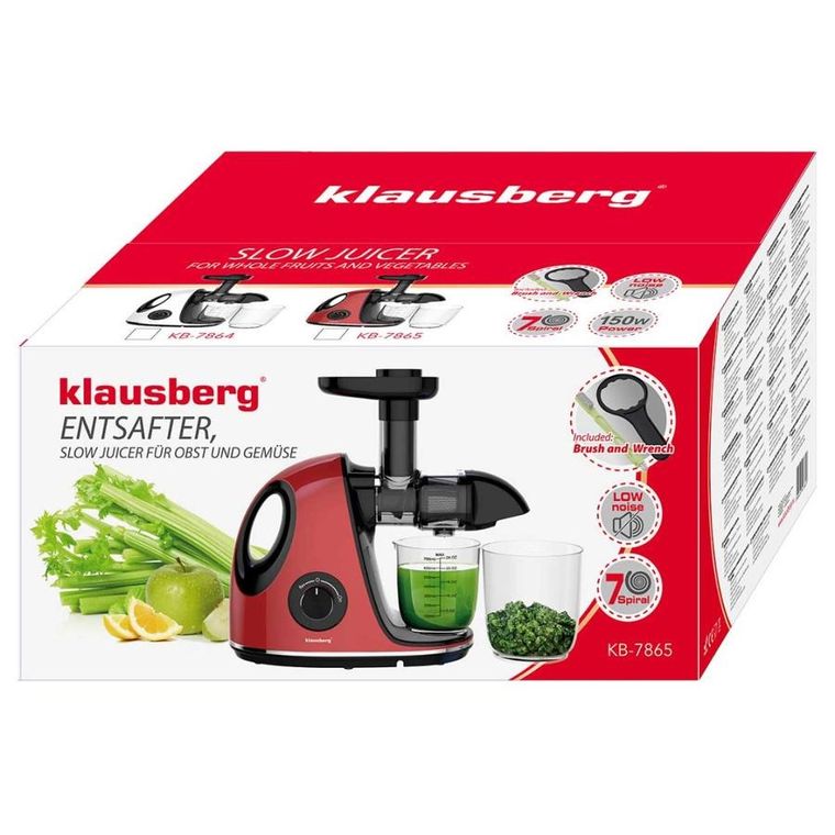 Klausberg, sokowirówka, wyciskarka wolnoobrotowa, czerwona, KB-7865