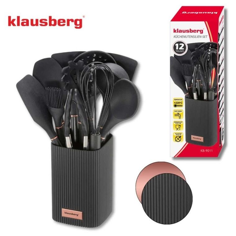 Klausberg, zestaw 12 silikonowych przyborów kuchennych w stojaku, kb-9011