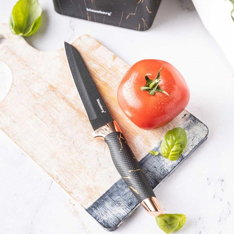 Klausberg, zestaw noży kuchennych z ostrzałką, stojak