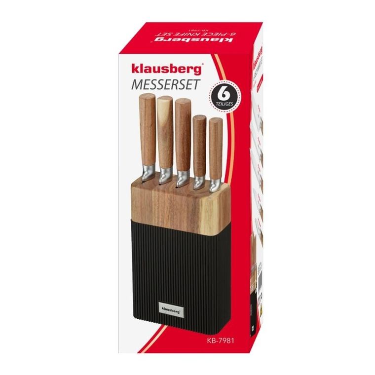 Klausberg, zestaw noży w bloku akacjowym, kb-7981