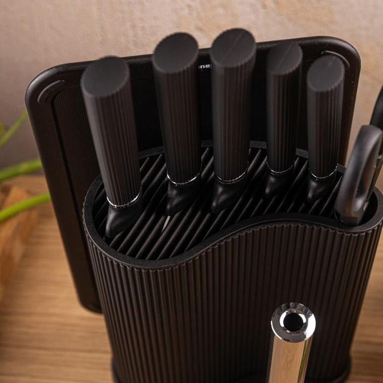 Klausberg, zestaw noży w stojaku z deską i chwytem na ręcznik, kb-7977