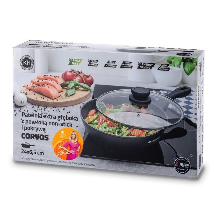 Könighoffer Corvos, patelnia z pokrywką, indukcja, 24-6,5 cm