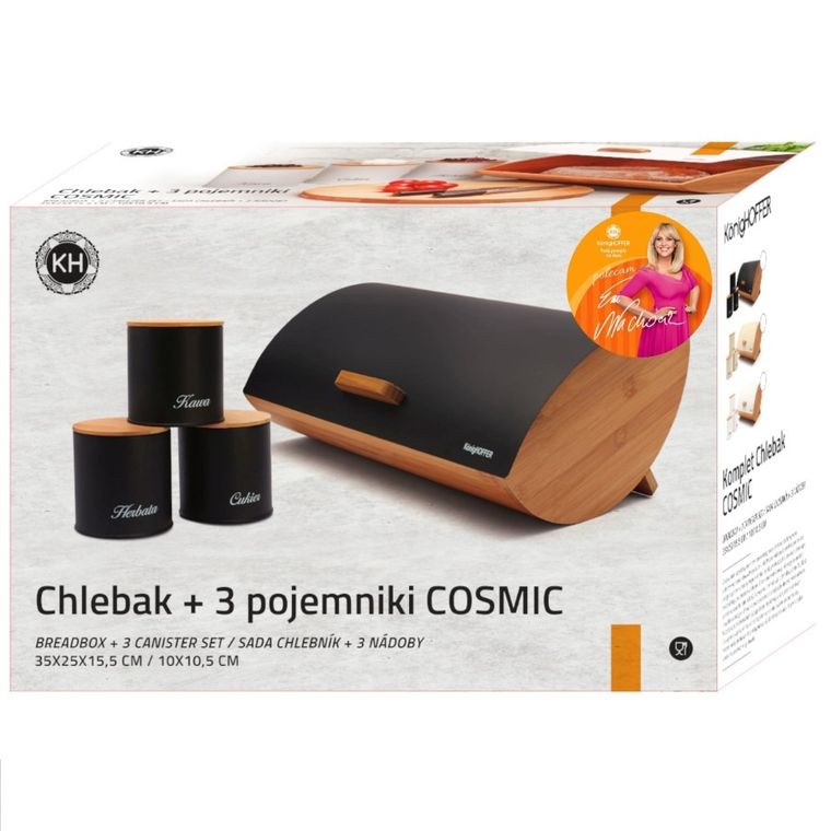 KönigHoffer, Cosmic, chlebak + pojemniki: cukier, kawa, herbata, zestaw czarny