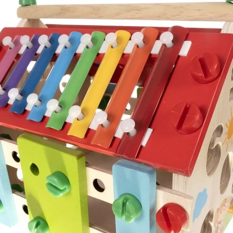 Kruzzel, drewniany domek edukacyjny, cymbałki i sorter