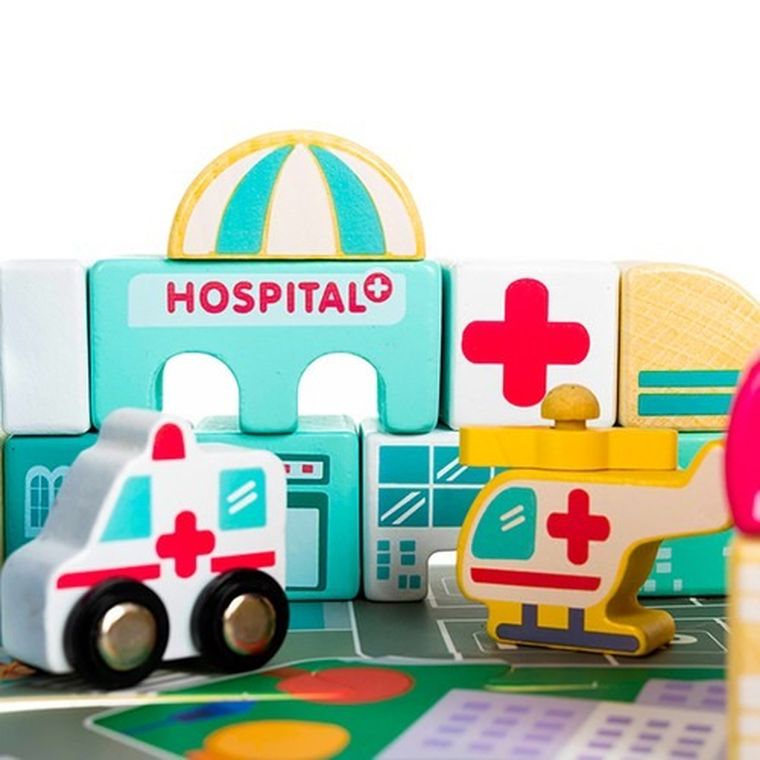 Kruzzel, miasto, klocki drewniane, 115 szt.