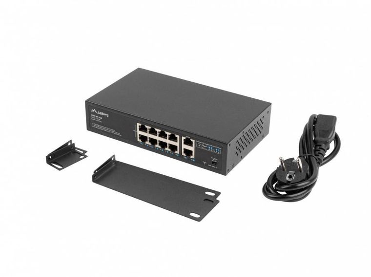 Lanberg, switch, POE+ RACK 10"/19" (8X 100MB/S POE+, 2X 1GB/S) RSFE-8P-2GE-120