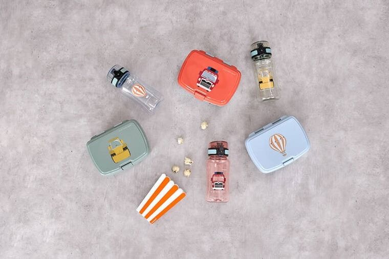Lassig, Tiny Drivers, lunchbox + bidon, tritanowa butelka, 460 ml, Spychacz