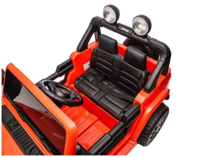 Lean Cars, Jeep Rubicon, pojazd na akumulator 4-4, DK-JWR556 4-200W 24V, pomarańczowy