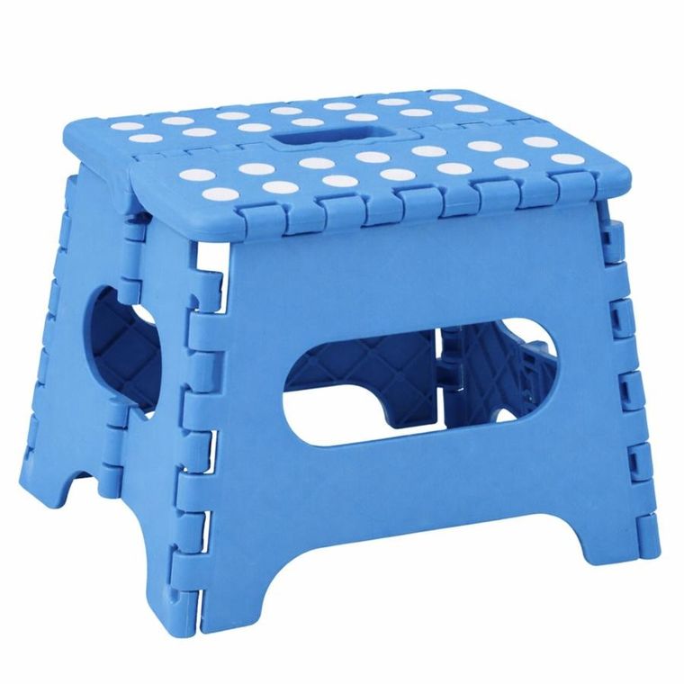 Lean Toys, stołek, składany podnóżek antypoślizgowy, niebieski, 24-19 cm