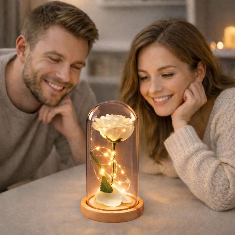 Lean Toys, wieczna róża w kopule, z oświetleniem LED