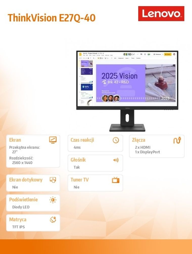 Lenovo, ThinkVision E27Q-40, monitor, 27", 64BDGAT4EU