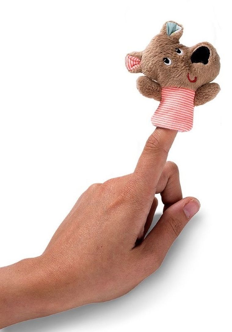 Lilliputiens, Niedźwiadek Cesar, książeczka z mini-pacynką na palec "Buziaki dla Cezara", 12m+