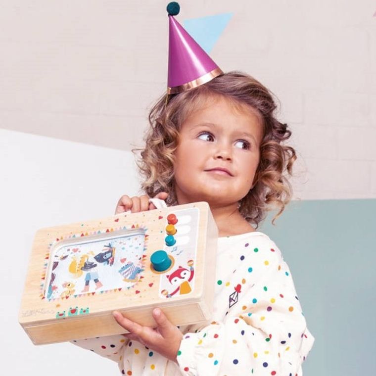 Lilliputiens, Telewizor, drewniana, animowana pozytywka, 10m+