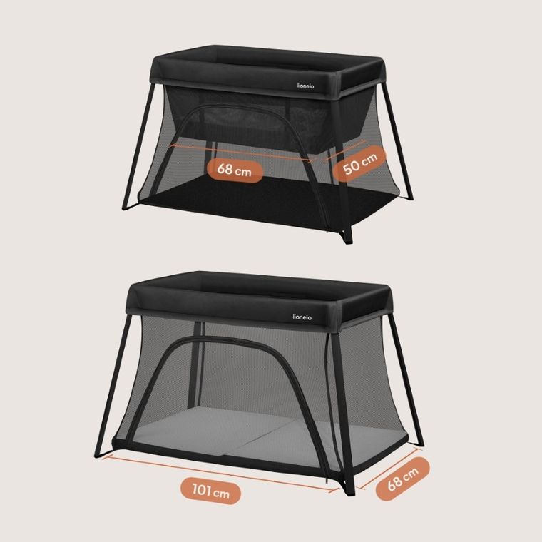 Lionelo, Alice, łóżeczko turystyczne, 3w1, Black