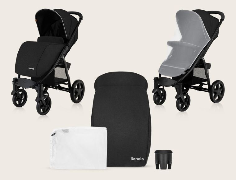 Lionelo, Annet Plus, wózek spacerowy, Black Carbon