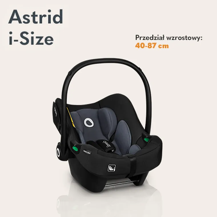 Lionelo, Astrid, I-size, fotelik samochodowy, Black Grey, 40-87 cm