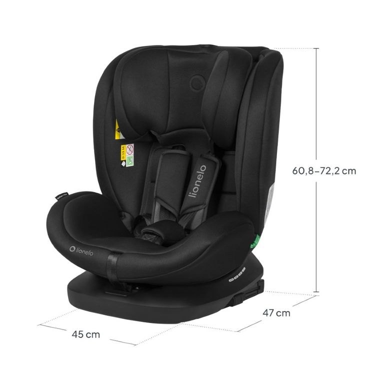 Lionelo, Bastiaan, I-size, fotelik samochodowy, 40-150 cm, Black Grey