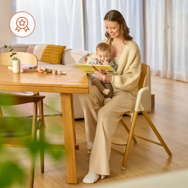 Lionelo, Celia, krzesełko do karmienia, white natural wood