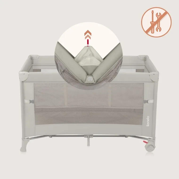 Lionelo, Ellen, łóżeczko turystyczne z funkcją dostawki, 3w1, beige