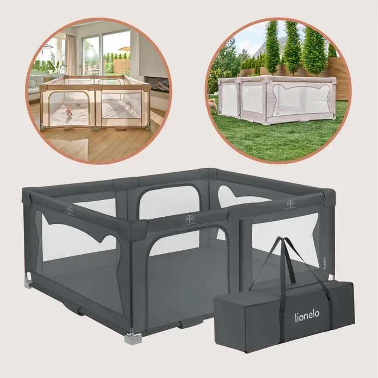 Lionelo, Florence, kojec dla dzieci, Easy Fold, grey graphite