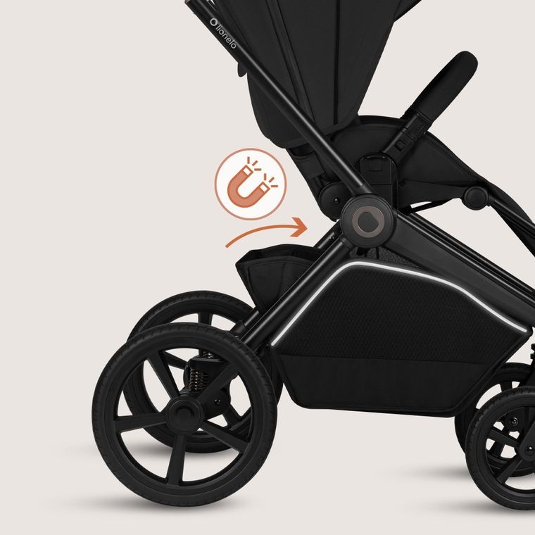Lionelo, Freya, wózek wielofunkcyjny, składana gondola, 3w1, black onyx
