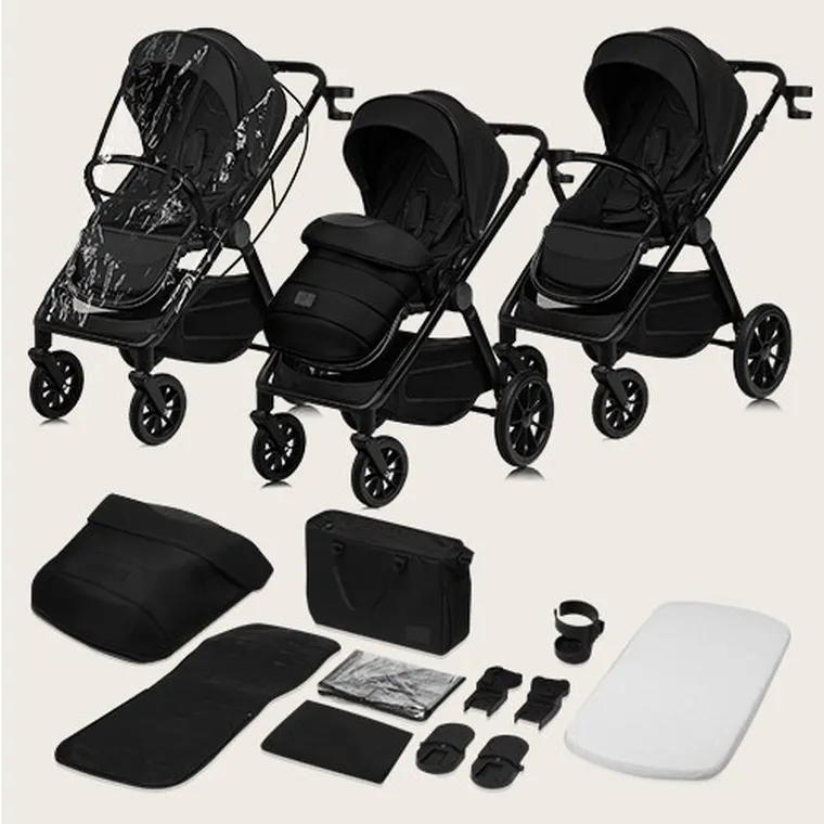 Lionelo, Layla, wózek wielofunkcyjny, 3w1, Black Onyx