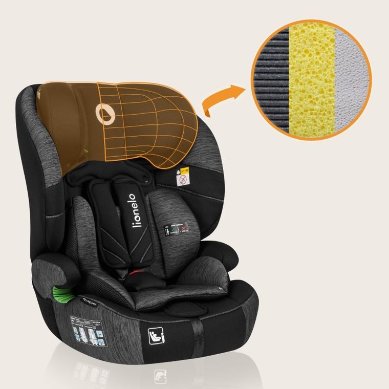 Lionelo, Levi One I-Size, fotelik samochodowy, Black Grey, 76-150 cm