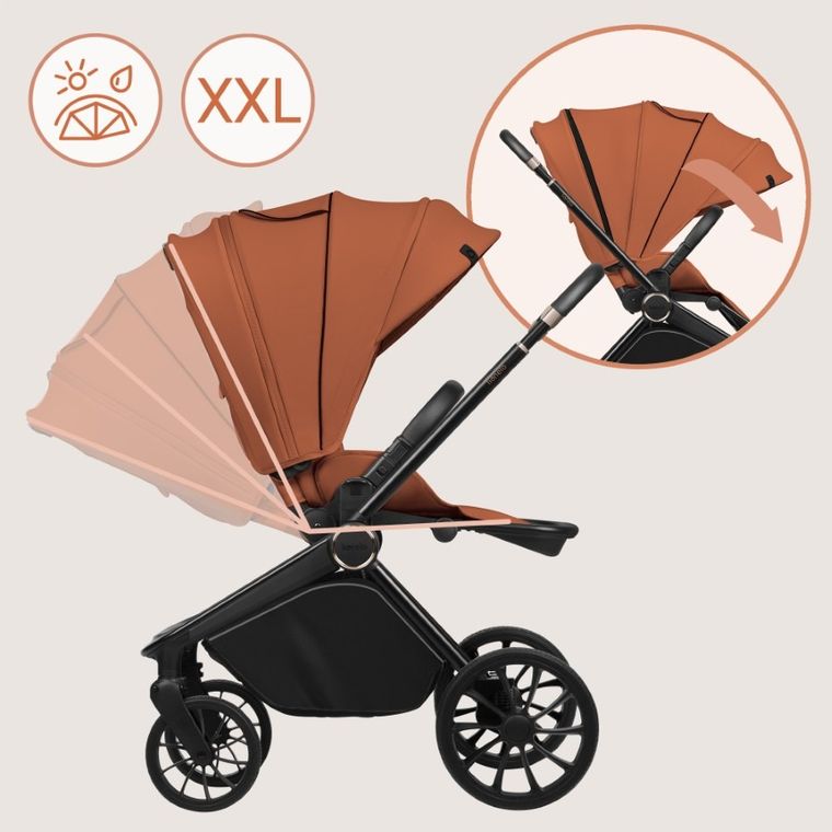 Lionelo, Mika Plus, wózek wielofunkcyjny, 3w1, Brown Rust