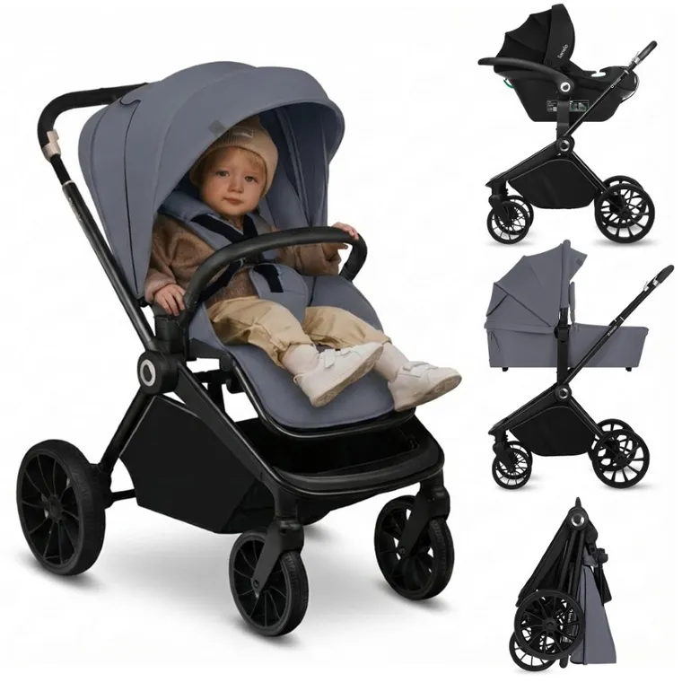 Lionelo, Mika Plus, wózek wielofunkcyjny, 3w1, Grey Stone