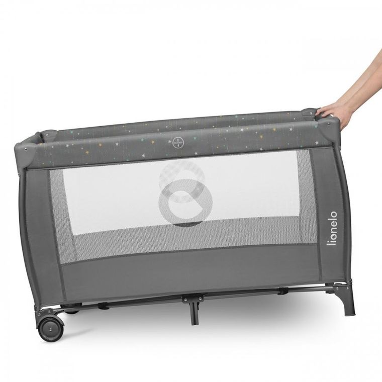 Lionelo, Stefi Plus, łóżeczko turystyczne, dwupoziomowe, składane, Grey Multicolor