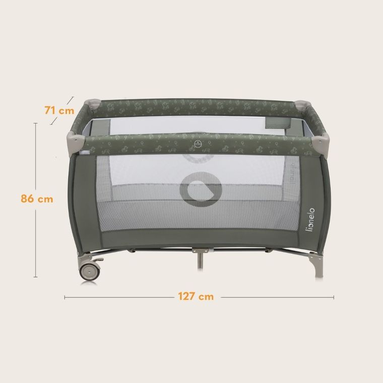 Lionelo, Sven Plus, łóżeczko turystyczne z akcesoriami, Beige Olive