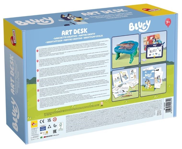 Lisciani, Bluey, Art Desk, Kreatywny Stolik, zestaw z grami, kolorowankami i akcesoriami