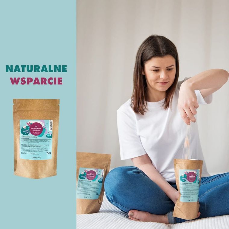 LullaLove, sól wspierająca z olejkami eterycznymi, tymianek i paczula, 250 g