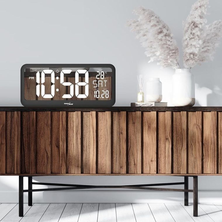 Maclean, GreenBlue, zegar ścienny LCD z czujnikiem temperatury, GB214