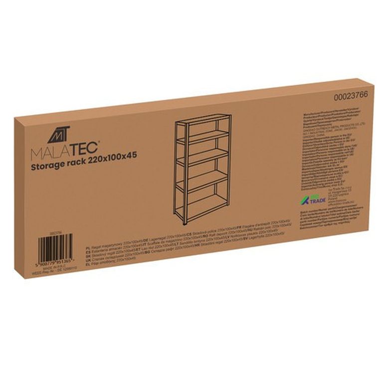 Malatec, regał magazynowy, 220-100-45 cm