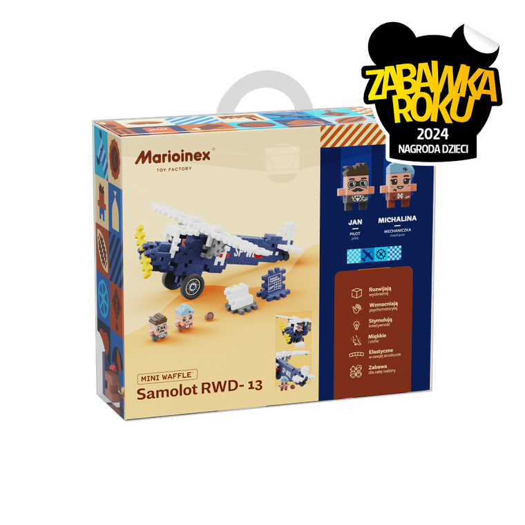 Marioinex, Mini Waffle, Wedel, Samolot RWD-13, klocki konstrukcyjne, 120 elementów