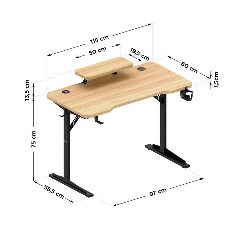 Mark Adler, Leader 5.1 Oak, biurko komputerowe z półką, 115 cm