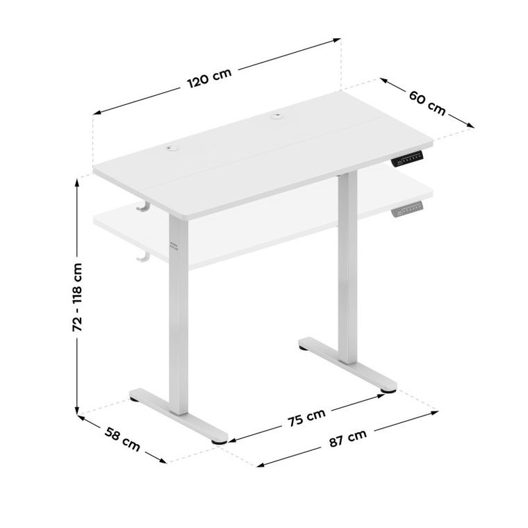 Mark Adler, Leader 6.9 White, biurko elektryczne, regulowane, 120 cm