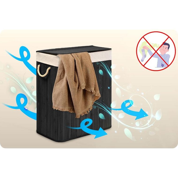 Massido, bambusowy kosz na pranie z pokrywą, 100l