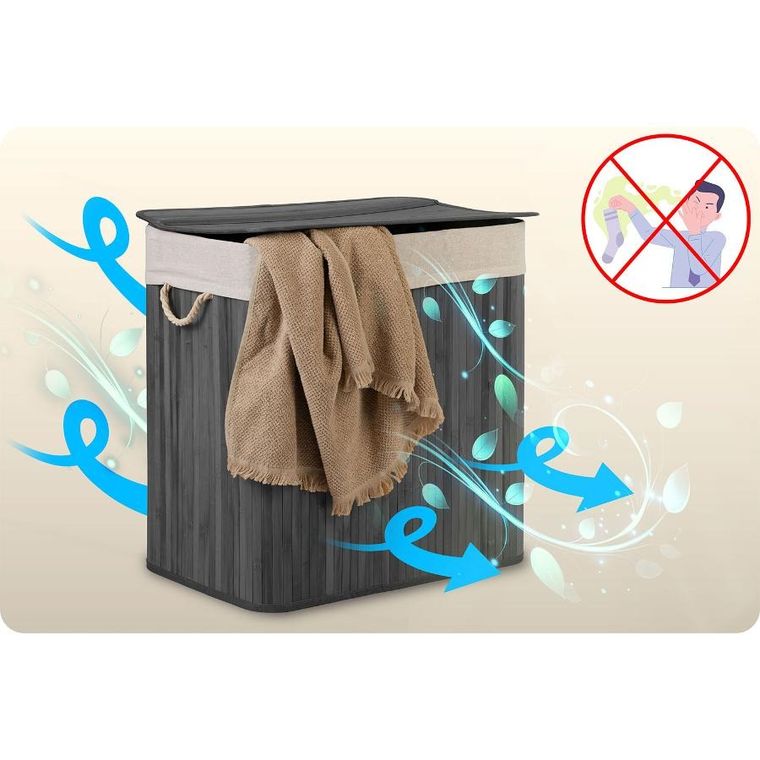 Massido, bambusowy kosz na pranie z pokrywą, 150l