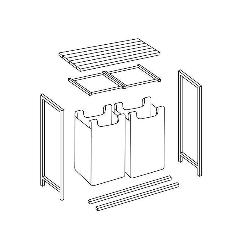 Massido, kosz na pranie, dwukomorowy na stelażu, 80l