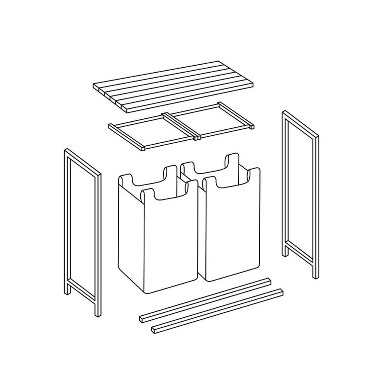 Massido, kosz na pranie, dwukomorowy na stelażu, 80l