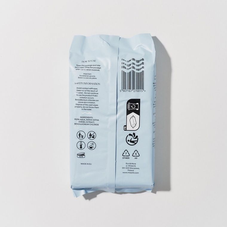 Mayola, chusteczki nawilżane, 99.9% wody i owies, 60 szt.