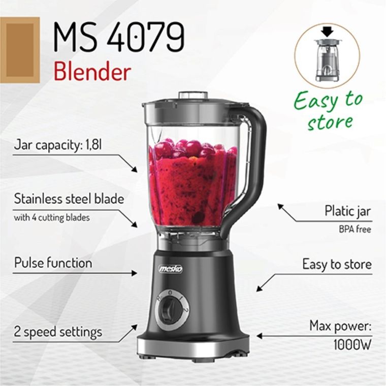 Mesko, blender kielichowy, MS 4079, black