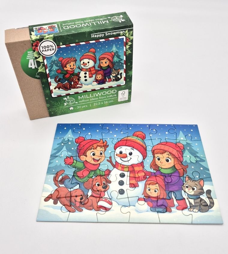 Milliwood, Wesoły Bałwanek, puzzle drewniane, 30 elementów