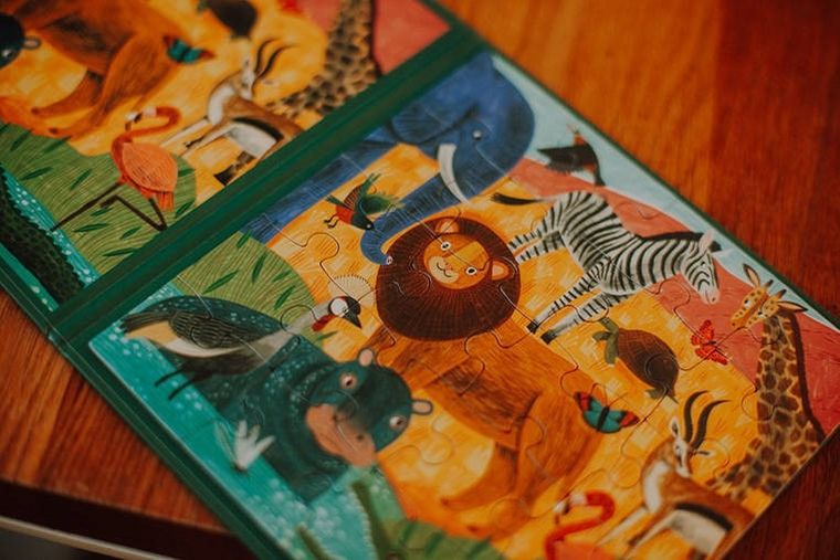 Mudpuppy, Safari & Dżungla, puzzle magnetyczne, 2w1, 20 elementów