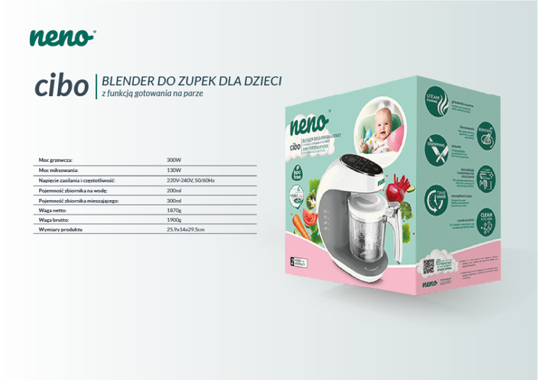 Neno, Cibo, parowy blender do zupek dla dzieci