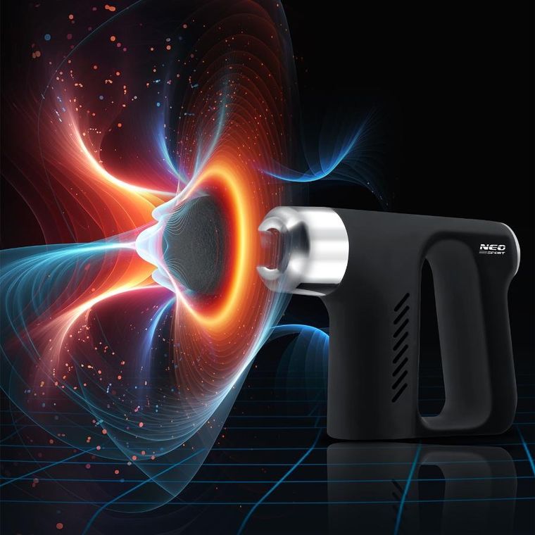 Neo-Sport, pistolet do masażu ciała, 5 nakładek, czarny